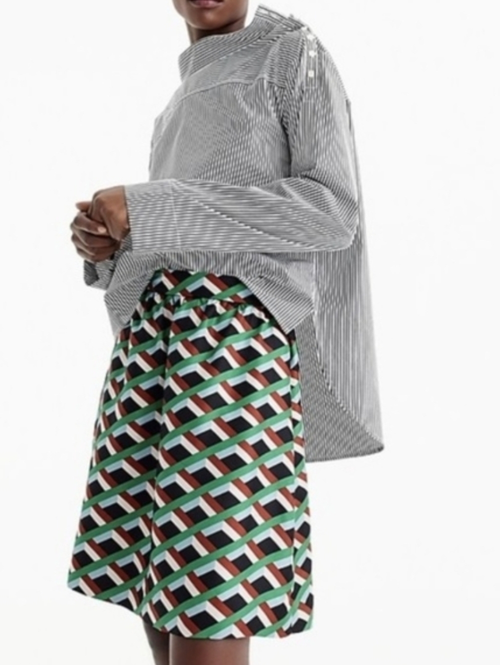 J. Crew Ratti Silk Geometric Diamond Print A-line Skirt
